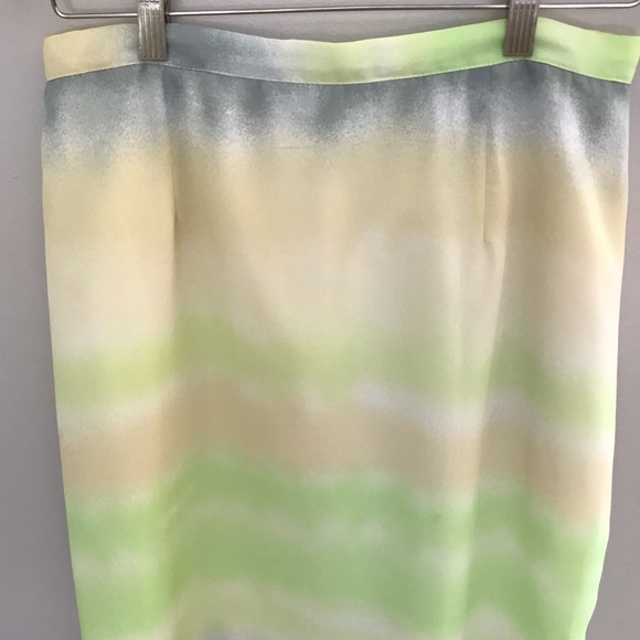 PERSONI | Y2K MIDI Skirt w/ Tie Dye Watercolour Print in Green & Yellow Size L - Picture 6 of 16